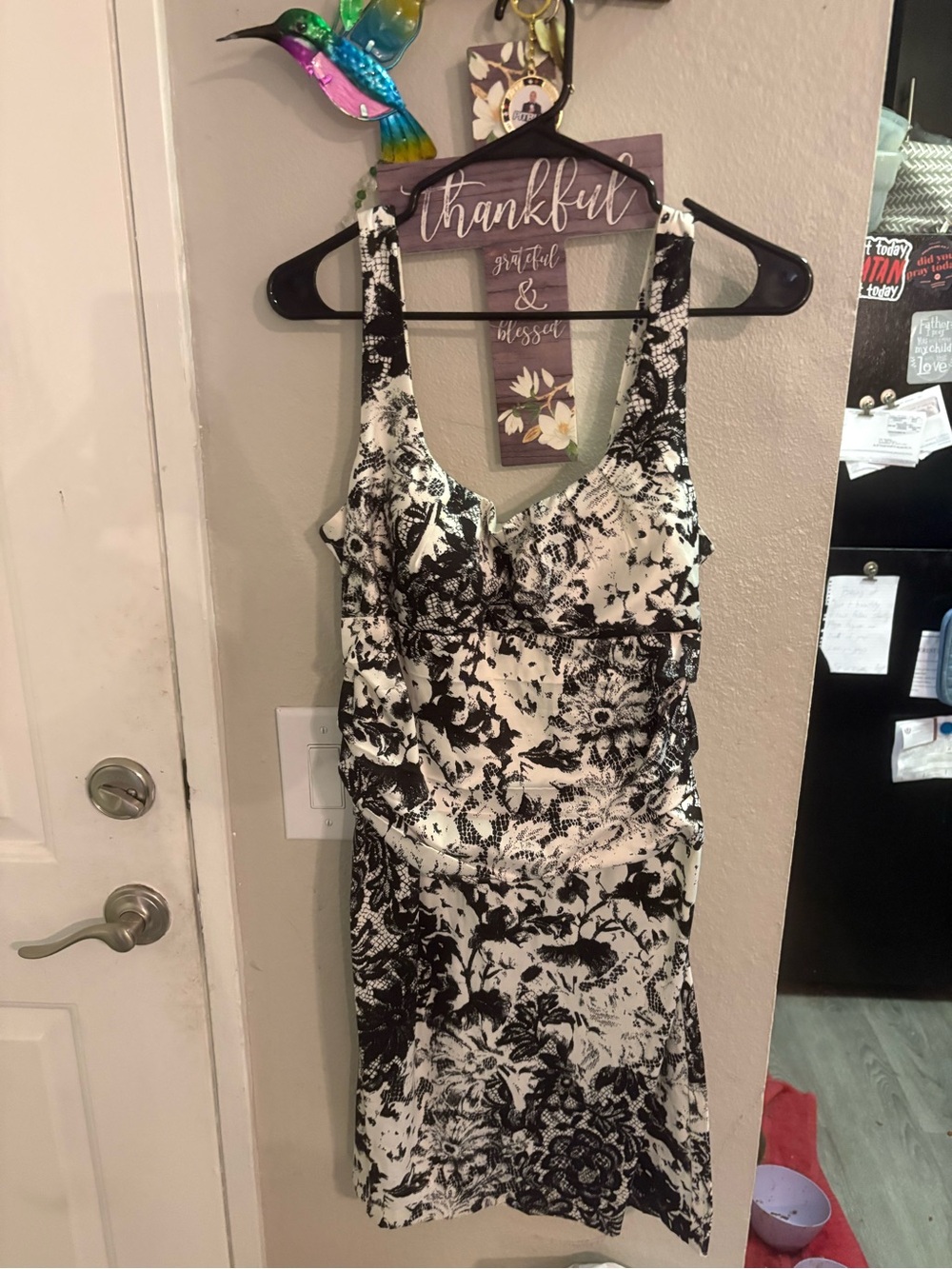 Bisou Bisou Black and White Floral Midi Dress